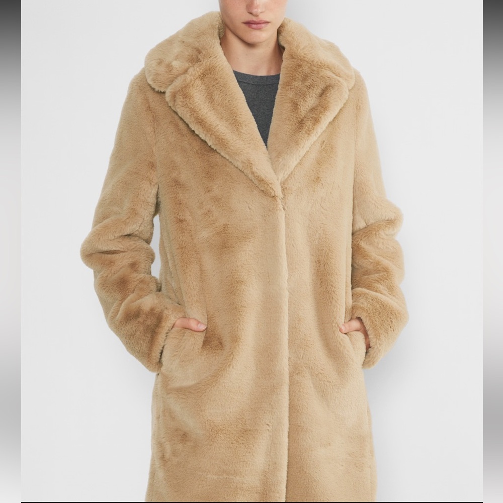 Aritzia Sunday Best Dulce Coat Polished Real Faux Fur In Tan - Picture 6 of 14